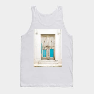 Old wooden door with turquoise paint residue Tank Top